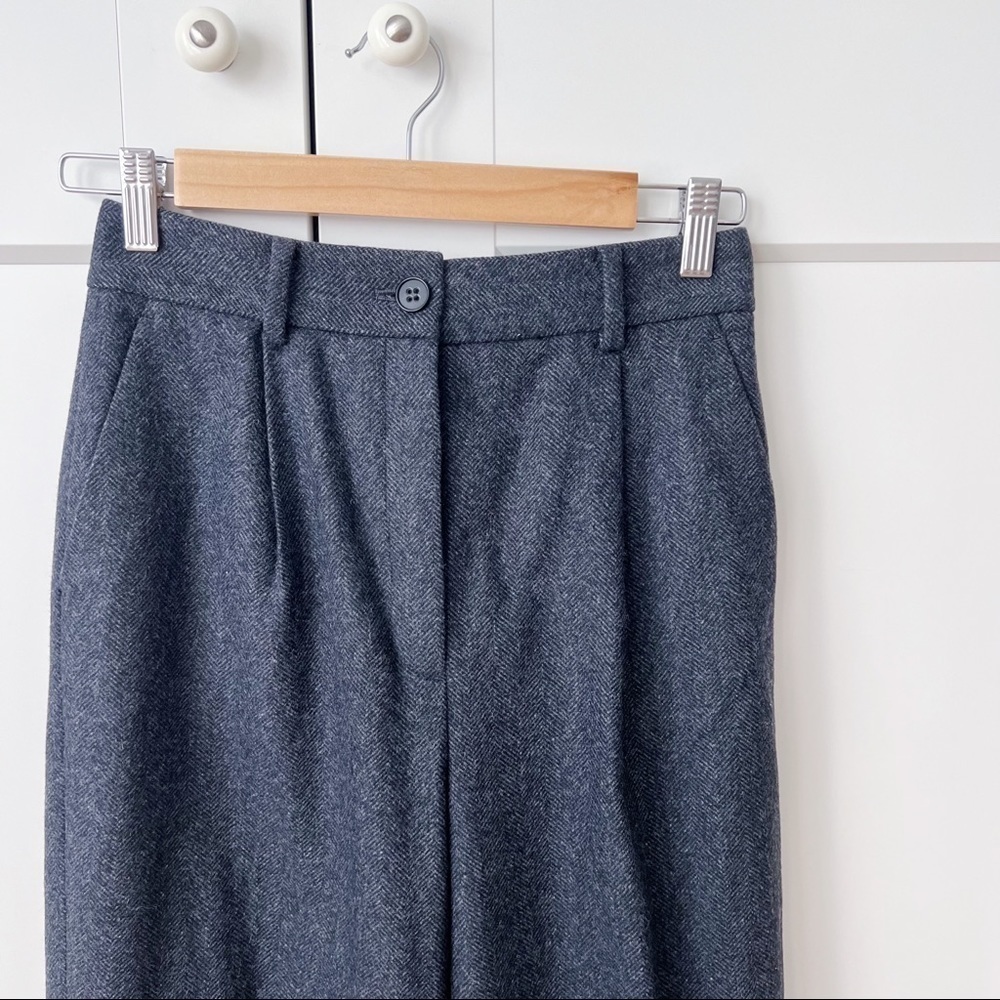 Theory Wool Blend Rumi Gray Pleat Front Wide Leg Trouser Pants sz.00 NWT - Picture 6 of 10